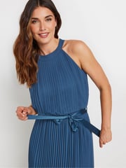 Long Tall Sally Blue Halterneck Pleated Maxi Dress - Image 4 of 5