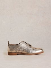 White Stuff Metallic Thistle Leather Lace-Up Brogues - Image 1 of 4