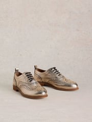 White Stuff Metallic Thistle Leather Lace-Up Brogues - Image 2 of 4