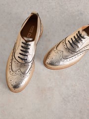 White Stuff Metallic Thistle Leather Lace-Up Brogues - Image 4 of 4