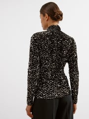 Albaray Velvet Sequin Turtle Neck Black Top - Image 2 of 4