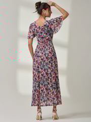 Jolie Moi Green Gracelyn Wrap Front Mesh Maxi Dress - Image 2 of 6