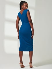 Jolie Moi Green Yseult V-Neck Split Bodycon Dress - Image 2 of 5