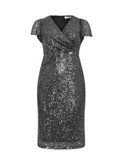 Yours Curve Silver London Sequin Wrap Shift Dress - Image 5 of 5