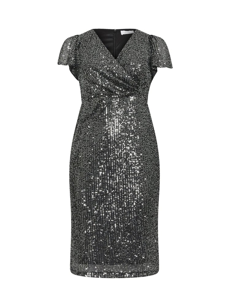 Yours Curve Silver London Sequin Wrap Shift Dress - Image 5 of 5