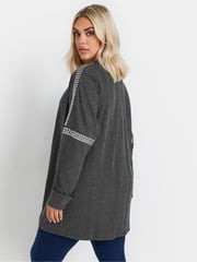 Yours Curve Grey Studded Neckline Embellished Jumper - Image 3 of 5