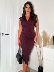 AX Paris Green Wrap Draped Midi Dress - Image 3 of 4