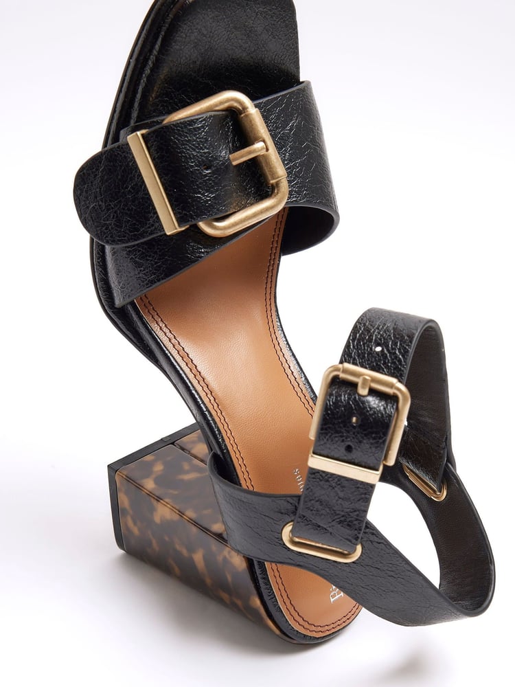 River Island Black Two Part Block Feature Heeled Sandals - Image 5 of 5