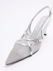 River Island Silver Strappy Sling Court Shoes - Image 4 of 4