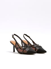 River Island Black Strappy Sling Court Shoes - Image 1 of 4