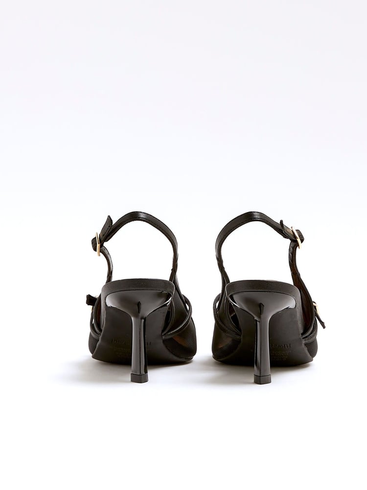 River Island Black Strappy Sling Court Shoes - Image 2 of 4