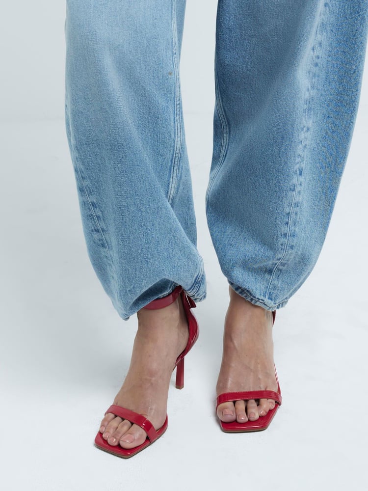 River Island Red Clasp Back Heeled Sandals - Image 1 of 6