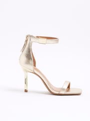 River Island Gold Clasp Back Heeled Sandals - Image 1 of 4