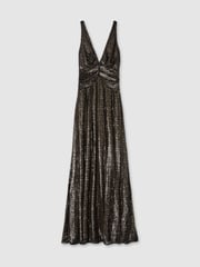 Halston Plunge Neck Sequin Maxi Dress - Image 2 of 5