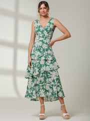 Jolie Moi Green Tiered Hem Sleeveless Maxi Dress - Image 1 of 6