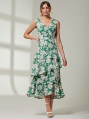 Jolie Moi Green Tiered Hem Sleeveless Maxi Dress - Image 4 of 6