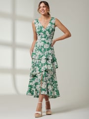 Jolie Moi Green Tiered Hem Sleeveless Maxi Dress - Image 5 of 6
