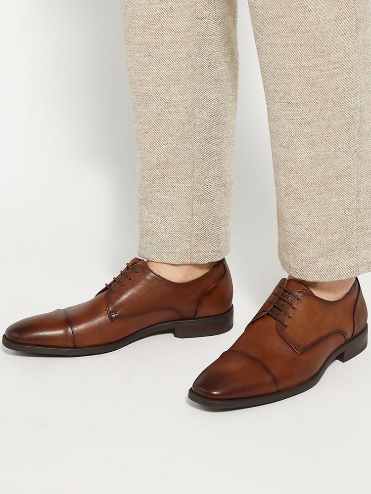 Dune London Tan Brown Suffix Flex Sole Toecap Shoes - Image 1 of 6