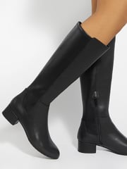 Dune London Black Standard Fit Tayla Smart Stretch High Leg Boots - Image 1 of 6