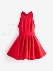 Club L London Red Waverly  Racer-Neck Sleeveless Skater Mini Dress - Image 5 of 5