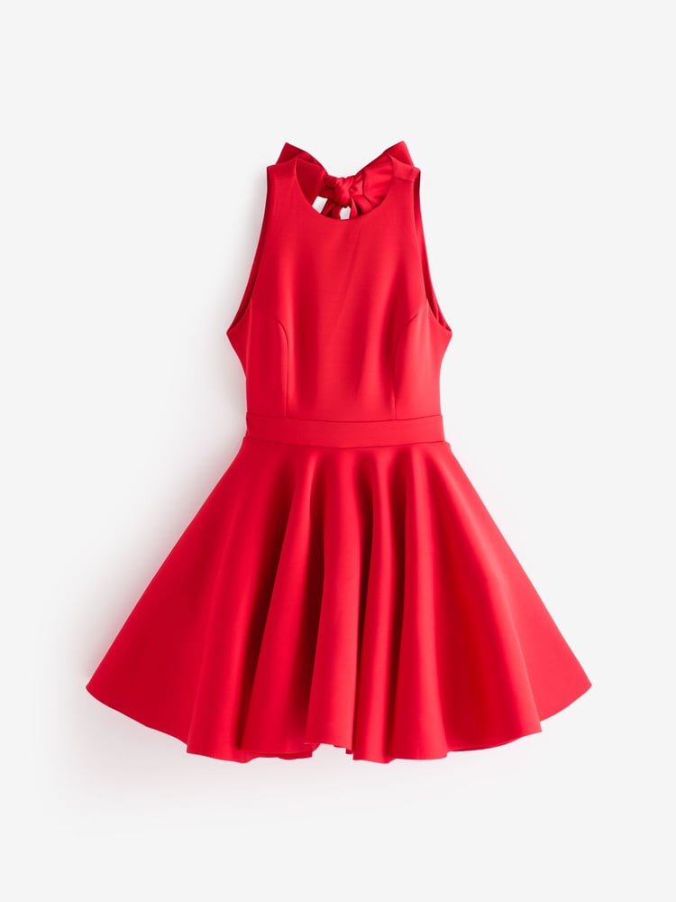 Club L London Red Waverly Racer-Neck Sleeveless Skater Mini Dress - Image 5 of 5 Club L London Red Waverly Racer-Neck Sleeveless Skater Mini Dress - Image 5 of 5