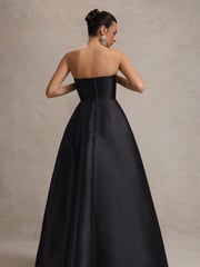 Club L London Black Universe Bandeau Puff-Skirt Split Maxi Dress - Image 2 of 6