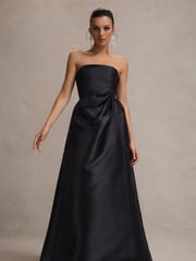 Club L London Black Universe Bandeau Puff-Skirt Split Maxi Dress - Image 3 of 6