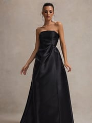 Club L London Black Universe Bandeau Puff-Skirt Split Maxi Dress - Image 4 of 6