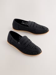 Black Standard Fit (F) Woven Loafers - Image 1 of 5