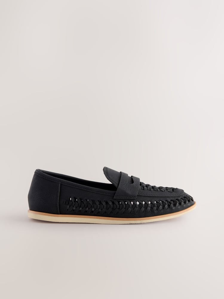 Black Standard Fit (F) Woven Loafers - Image 2 of 5