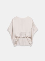 Mint Velvet Cream Beige Silk Mix Blouson Top - Image 3 of 4