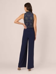 Adrianna Papell Blue Beaded Blouson Jumpsuit - Image 2 of 7