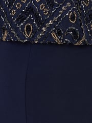 Adrianna Papell Blue Beaded Blouson Jumpsuit - Image 3 of 7