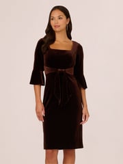 Adrianna Papell Tie Front Brown Dress - Image 1 of 7