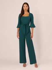 Adrianna Papell Knit Crepe Tie Front Jumpsuit - Image 1 of 7