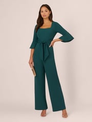 Adrianna Papell Knit Crepe Tie Front Jumpsuit - Image 3 of 7