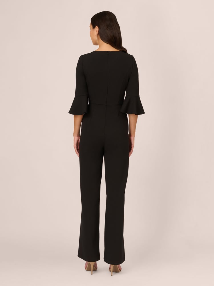 Adrianna Papell Knit Crepe Tie Front Jumpsuit - Image 2 of 7