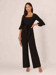 Adrianna Papell Knit Crepe Tie Front Jumpsuit - Image 3 of 7