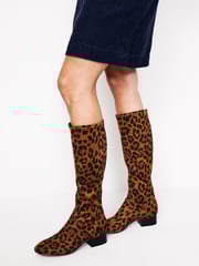 Boden Animal Print Flat Stretch Knee Boots - Image 1 of 4