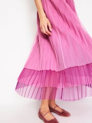 Boden Red Tulle Tiered Maxi Skirt - Image 2 of 5