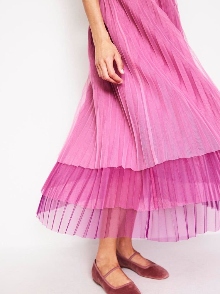 Boden Red Tulle Tiered Maxi Skirt - Image 2 of 5