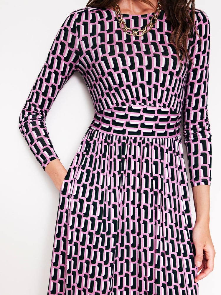 Boden Pink Thea Long Sleeve Jersey Dress - Image 2 of 5