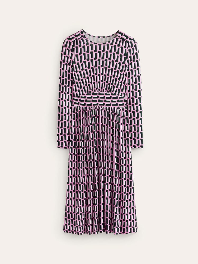 Boden Pink Thea Long Sleeve Jersey Dress - Image 5 of 5