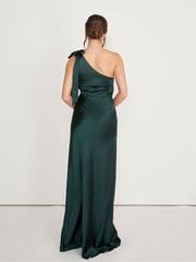 Six Stories Emerald Bow One Shoulder Satin Bridesmaid Dress - Image 2 of 6