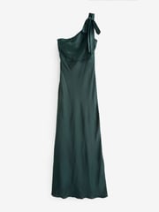 Six Stories Emerald Bow One Shoulder Satin Bridesmaid Dress - Image 6 of 6