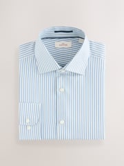 Blue Slim Fit Signature 100% Cotton Bengal Stripe Shirt - Image 10 of 12