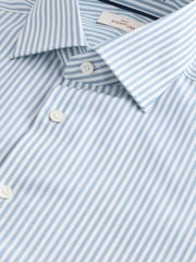 Blue Slim Fit Signature 100% Cotton Bengal Stripe Shirt - Image 11 of 12