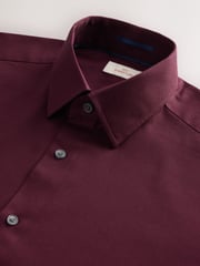 Burgundy Red Slim Fit Signature 100% Cotton with Textured Smart Shirt - Image 2 of 3
