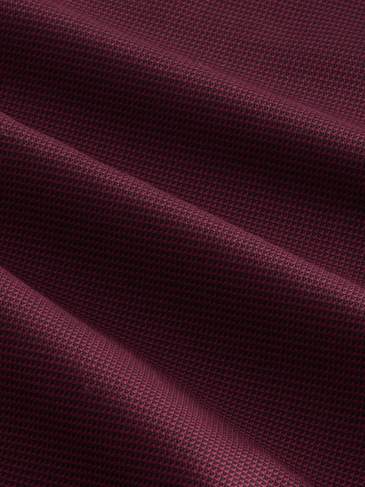 Burgundy Red Slim Fit Signature 100% Cotton with Textured Smart Shirt - Image 3 of 3