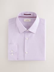 Mauve Pink Slim Fit Signature 100% Cotton with Textured Smart Shirt - Image 1 of 3